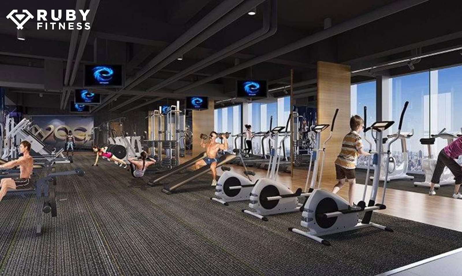 Phòng tập Gym với các trang thiết bị hiện đại Bể Bơi Vô Cực Meyhomes Hoàng Mai